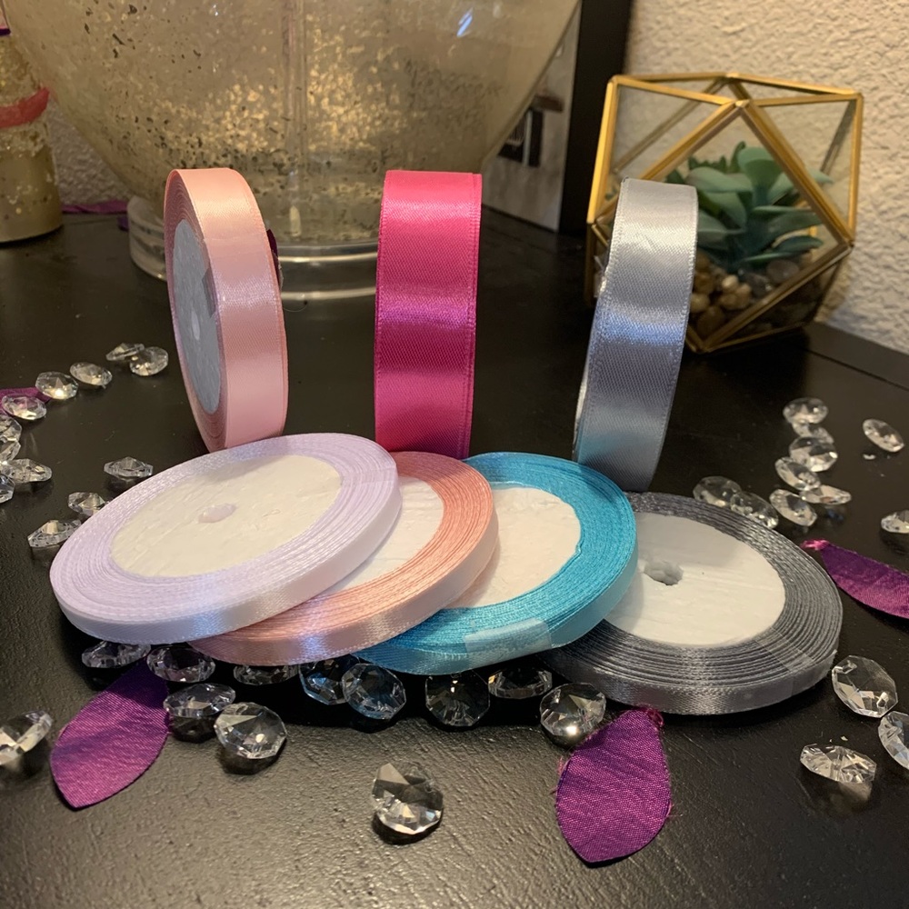 7x Silky Satin Ribbons 25 yards/roll 6/15/20mm